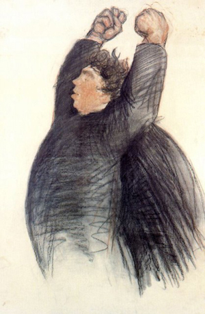 Basilio Álvarez en trance oratorio, por Castelao