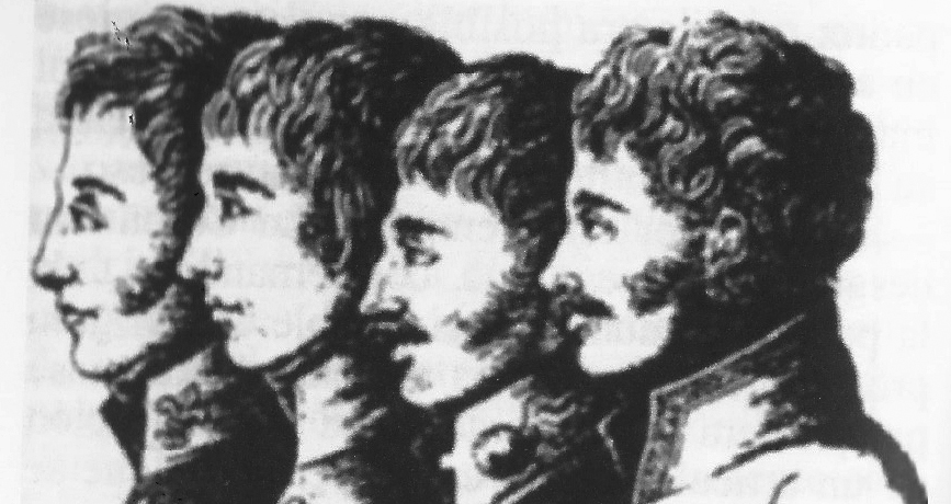 Los inmortales. Los protagonistas del pronunciamiento de 1812. Riego y Quiroga a la izquierda.
