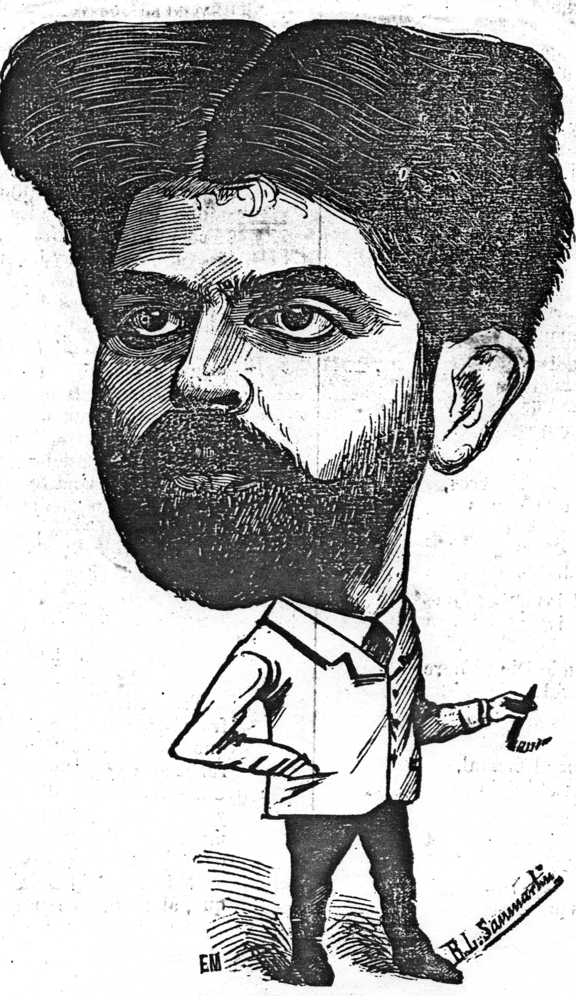 Lisardo Rodríguez Barreiro en una caricatura de Benigno L. Sanmartín para el semanario humorístico pontevedrés Galicia Cómica Lisardo Rodríguez Barreiro