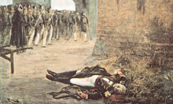 Luis Lacy muerto. Figuración de F. Motta