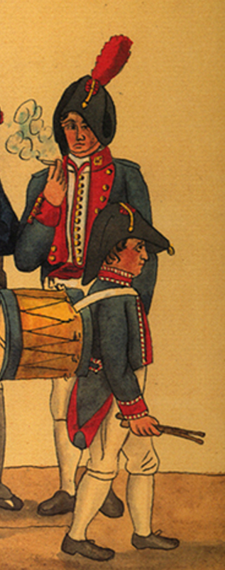 Músicos-soldado en misión napoleónica, desplazados al Norte de Europa desde Pontevedra. Litografías germanas de los Hermanos Shur