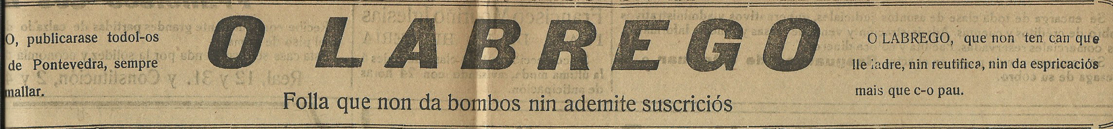 “O Labrego”. Sección en gallego de “El Pueblo” de Pontevedra. Desde 1914