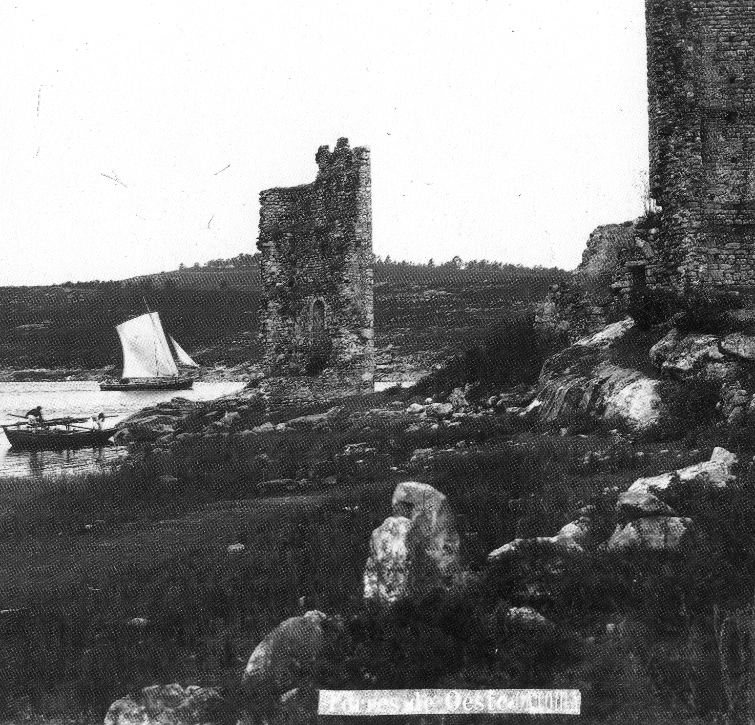 Lugar del naufragio en el río Ulla, frente a las Torres del Oeste (1859). El bello paraje por aquel entonnces Torres del Oeste
