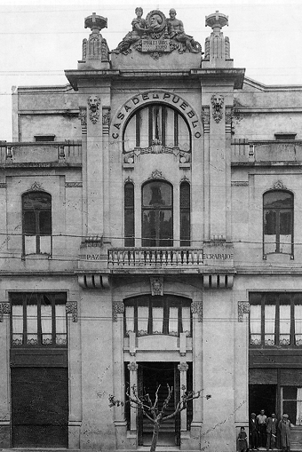 La Casa del Pueblo de Vigo, hoy desaparecida, como tantas otras obras realizadas en Vigo por José Araújo. En este caso sobre un proyecto de Manuel Gómez Román