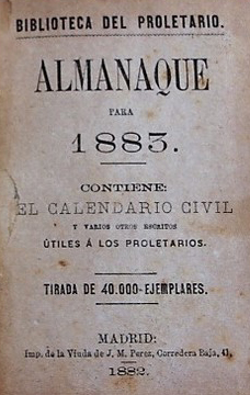 Almanaque para 1883 de la Biblioteca del Proletario